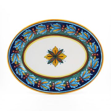 Italian oval platter from the Geometrico 39E Collection handmade by Eugenio Ricciarelli - Deruta, Rapallo, Amalfi