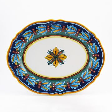 Italian oval platter from the Geometrico 39E Collection handmade by Eugenio Ricciarelli - Deruta, Rapallo, Amalfi