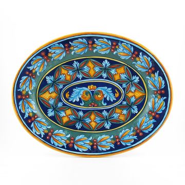 Italian oval platter from the Geometrico 39E Collection handmade by Eugenio Ricciarelli - Deruta, Rapallo, Amalfi