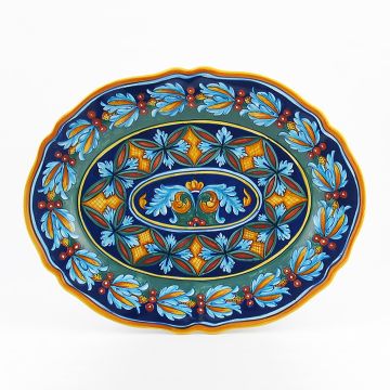 Italian oval platter from the Geometrico 39E Collection handmade by Eugenio Ricciarelli - Deruta, Rapallo, Amalfi