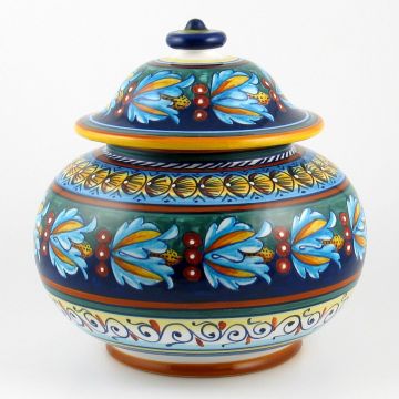 Italian cookie jar from the Geometrico 39E Collection handmade by Eugenio Ricciarelli - Deruta, Rapallo, Amalfi