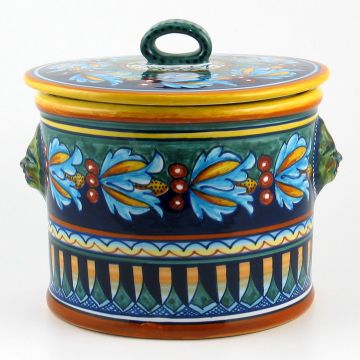 Italian cookie jar from the Geometrico 39E Collection handmade by Eugenio Ricciarelli - Deruta, Rapallo, Amalfi
