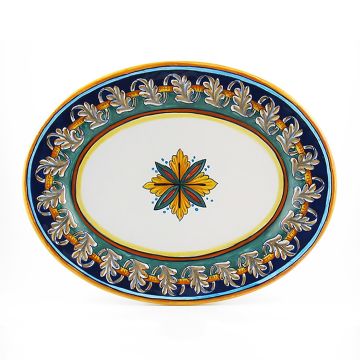 Italian oval platter from the Geometrico 40E Collection handmade by Eugenio Ricciarelli - Deruta, Rapallo, Amalfi