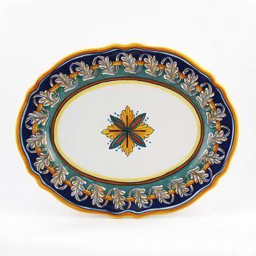 Italian oval platter from the Geometrico 40E Collection handmade by Eugenio Ricciarelli - Deruta, Rapallo, Amalfi