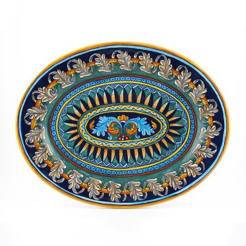 Italian oval platter from the Geometrico 40E Collection handmade by Eugenio Ricciarelli - Deruta, Rapallo, Amalfi