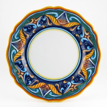 Italian dinner plate from the Geometrico 42E Collection handmade by Eugenio Ricciarelli - Deruta, Rapallo, Amalfi