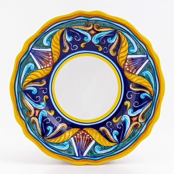 Italian salad & dessert plate from the Geometrico 42E Collection handmade by Eugenio Ricciarelli - Deruta, Rapallo, Amalfi