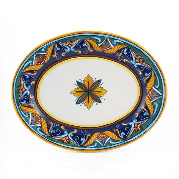 Italian oval platter from the Geometrico 42E Collection handmade by Eugenio Ricciarelli - Deruta, Rapallo, Amalfi