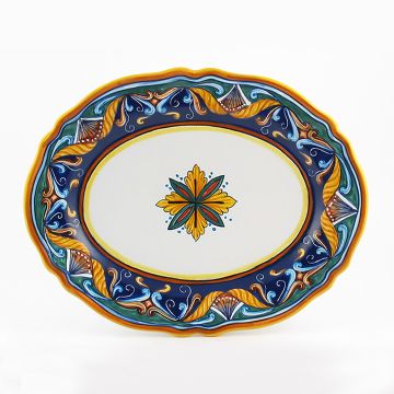 Italian oval platter from the Geometrico 42E Collection handmade by Eugenio Ricciarelli - Deruta, Rapallo, Amalfi