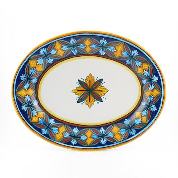 Italian oval platter from the Geometrico 50E Collection handmade by Eugenio Ricciarelli - Deruta, Rapallo, Amalfi