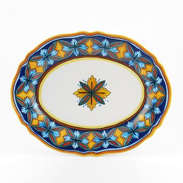 Italian oval platter from the Geometrico 50E Collection handmade by Eugenio Ricciarelli - Deruta, Rapallo, Amalfi
