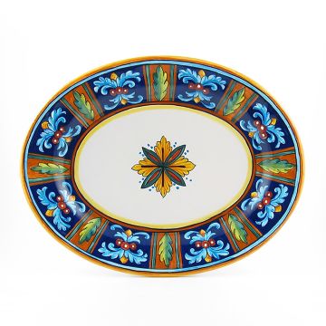 Italian oval platter from the Geometrico 52E Collection handmade by Eugenio Ricciarelli - Deruta, Rapallo, Amalfi