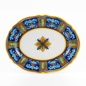 Italian oval platter from the Geometrico 52E Collection handmade by Eugenio Ricciarelli - Deruta, Rapallo, Amalfi