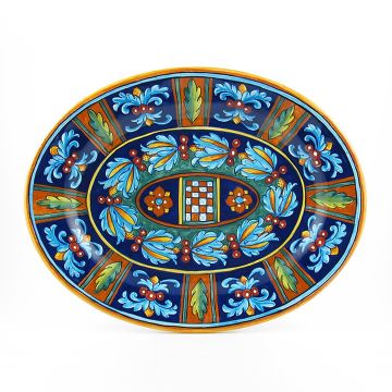 Italian oval platter from the Geometrico 52E Collection handmade by Eugenio Ricciarelli - Deruta, Rapallo, Amalfi