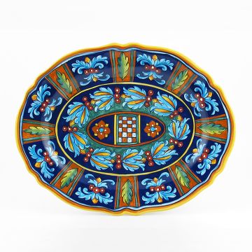 Italian oval platter from the Geometrico 52E Collection handmade by Eugenio Ricciarelli - Deruta, Rapallo, Amalfi