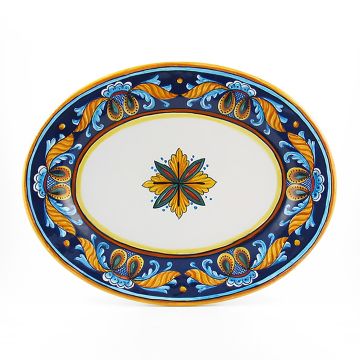 Italian oval platter from the Geometrico 53E Collection handmade by Eugenio Ricciarelli - Deruta, Rapallo, Amalfi