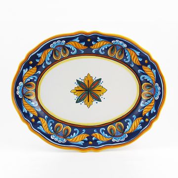 Italian oval platter from the Geometrico 53E Collection handmade by Eugenio Ricciarelli - Deruta, Rapallo, Amalfi