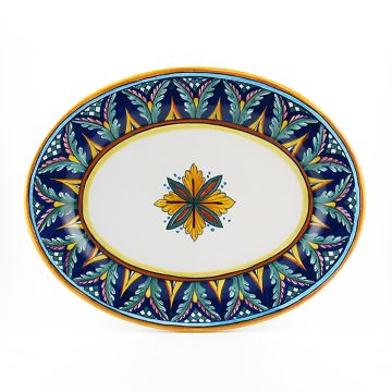 Italian oval platter from the Geometrico 59E Collection handmade by Eugenio Ricciarelli - Deruta, Rapallo, Amalfi