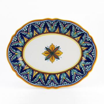Italian oval platter from the Geometrico 59E Collection handmade by Eugenio Ricciarelli - Deruta, Rapallo, Amalfi