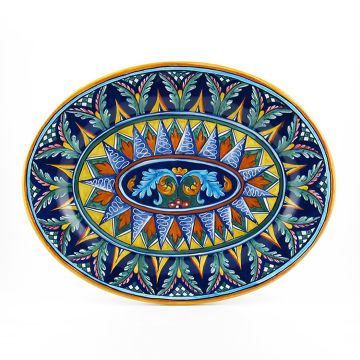 Italian oval platter from the Geometrico 59E Collection handmade by Eugenio Ricciarelli - Deruta, Rapallo, Amalfi