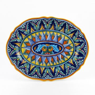 Italian oval platter from the Geometrico 59E Collection handmade by Eugenio Ricciarelli - Deruta, Rapallo, Amalfi