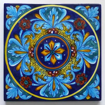 Hand-painted Italian tile er05 by Eugenio Ricciarelli - Deruta, Rapallo, Amalfi