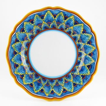 Italian dinner plate from the Geometrico 61E Collection handmade by Eugenio Ricciarelli - Deruta, Rapallo, Amalfi