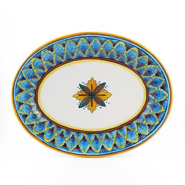 Italian oval platter from the Geometrico 61E Collection handmade by Eugenio Ricciarelli - Deruta, Rapallo, Amalfi
