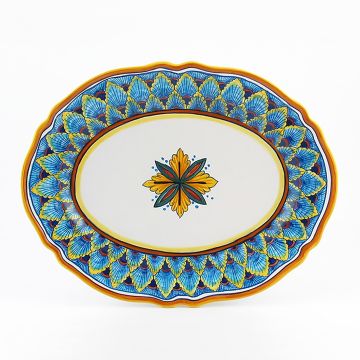 Italian oval platter from the Geometrico 61E Collection handmade by Eugenio Ricciarelli - Deruta, Rapallo, Amalfi