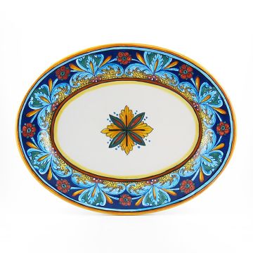 Italian oval platter from the Geometrico 64E Collection handmade by Eugenio Ricciarelli - Deruta, Rapallo, Amalfi