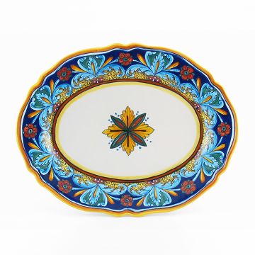 Italian oval platter from the Geometrico 64E Collection handmade by Eugenio Ricciarelli - Deruta, Rapallo, Amalfi