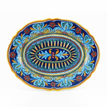 Italian oval platter from the Geometrico 64E Collection handmade by Eugenio Ricciarelli - Deruta, Rapallo, Amalfi