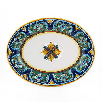 Italian oval platter from the Geometrico 65E Collection handmade by Eugenio Ricciarelli - Deruta, Rapallo, Amalfi