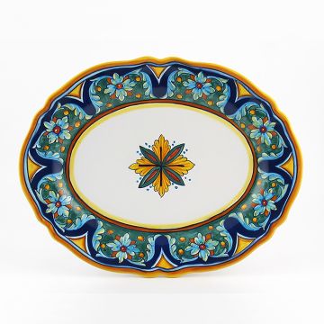 Italian oval platter from the Geometrico 65E Collection handmade by Eugenio Ricciarelli - Deruta, Rapallo, Amalfi