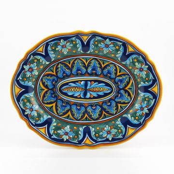 Italian oval platter from the Geometrico 65E Collection handmade by Eugenio Ricciarelli - Deruta, Rapallo, Amalfi