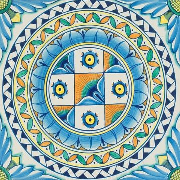 Hand-painted Deruta tile ad02 by Antica Deruta, Italy. The tile is entirely handcrafted.
