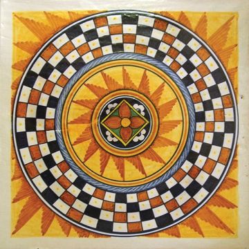 Hand-painted Deruta tile ad10 by Antica Deruta, Italy. The tile is entirely handcrafted.