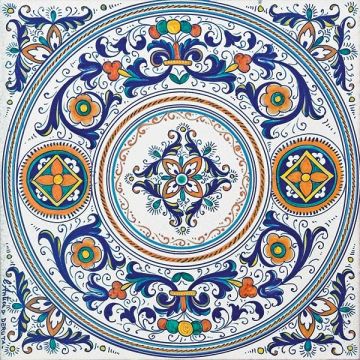 Hand-painted Deruta tile ad16 by Antica Deruta, Italy. The tile is entirely handcrafted.