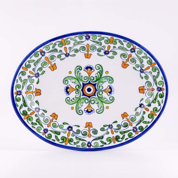 Deruta oval platter from the Amelia collection, handmade by Antica Deruta - Italy