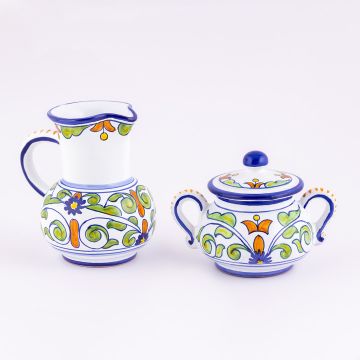 Deruta creamer & sugar set from the Amelia collection, handmade by Antica Deruta - Italy