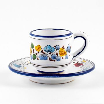 Arabesco Semplice Italian espresso cup and saucer handmade by Fima in Deruta