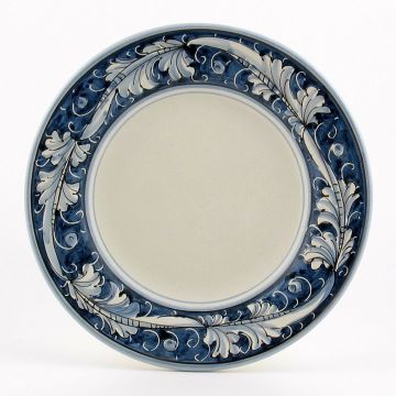 Italian salad & dessert plate from the Rinascimento Blu e Bianco collection handmade by Ceramiche Rampini in Gubbio, Italy