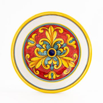 Broccato Rosso Italian cereal bowl handmade by Fima in Deruta