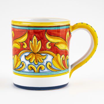 Broccato Rosso Italian mug handmade by Fima in Deruta