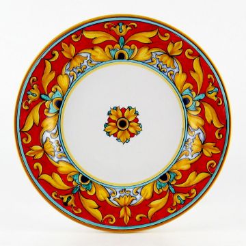 Broccato Rosso Italian salad & dessert plate handmade by Fima in Deruta