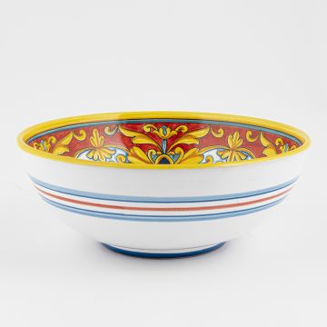 Broccato Rosso Italian serving bowl handmade by Fima in Deruta