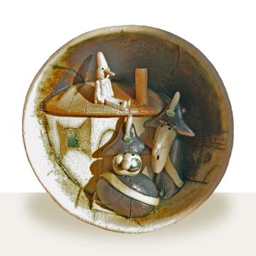 An Animated Bowl  - Pinocchio, a ceramic piece created by Maestro Riccardo Biavati in Ferrara, Italy 