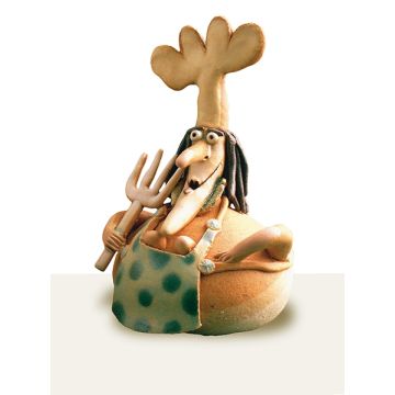 The Cook, a ceramic figurine featuring a female character created by Maestro Riccardo Biavati in Ferrara, Italy 