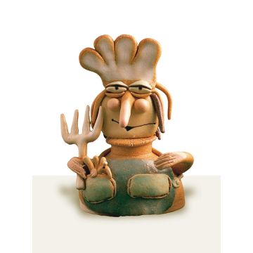 The Cook, a ceramic figurine featuring a male character created by Maestro Riccardo Biavati in Ferrara, Italy 