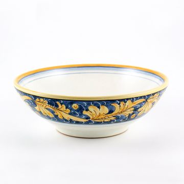 Italian pasta & soup bowl from the Rinascimento Blu e Giallo collection handmade by Ceramiche Rampini in Gubbio, Italy